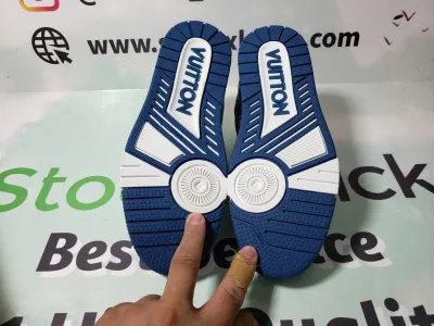 Louis Vuitton LV Trainer Monogram Denim White Blue FD0291 review stockxkicks QC 04