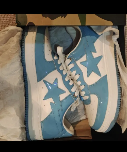 A Bathing Ape Bape Sta Low White Blue 1M70-191-001 review 