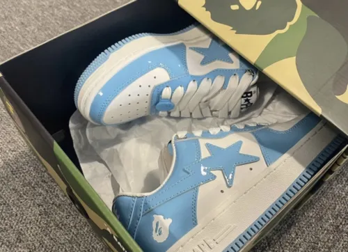A Bathing Ape Bape Sta Low White Blue 1M70-191-001 review 