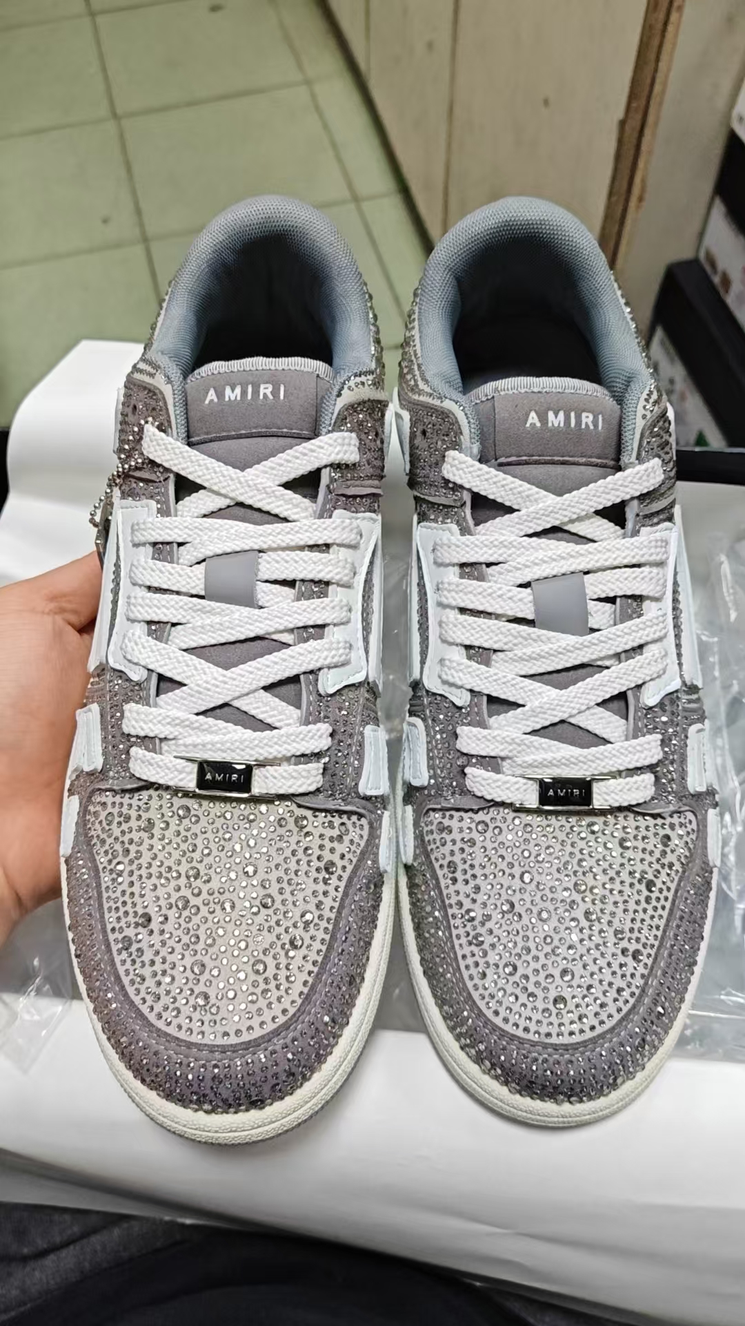 Amiri Gray Crystal Skel Top Low Sneakers PB380241127 review stockxkicks 00