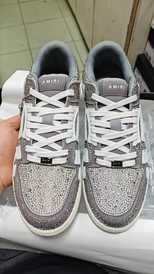 Amiri Gray Crystal Skel Top Low Sneakers PB380241127 review 