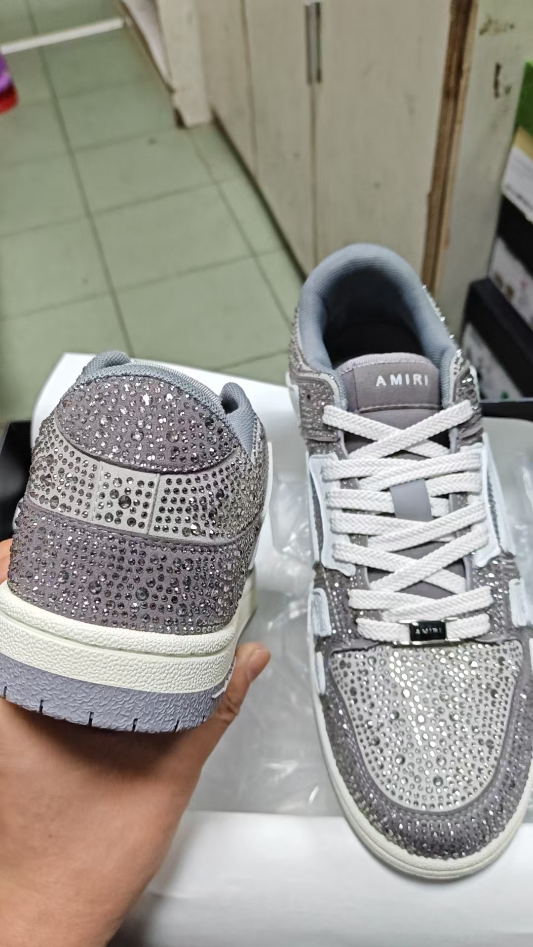 Amiri Gray Crystal Skel Top Low Sneakers PB380241127 review stockxkicks 02