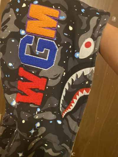 BAPE Space Camo Shark WGM Full-Zip Hoodie Black review lala  00