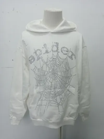 Sp5der OG Rhinestone Hoodie White YZ EG938 review stockxkicks 02