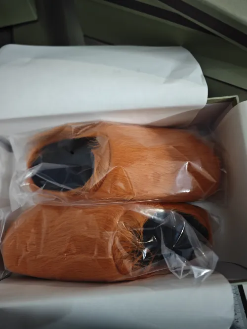 Marni Orange LONG-HAIR CALFSKIN FUSSBETT SABOT Slide SBMS004601P412200R09 review 