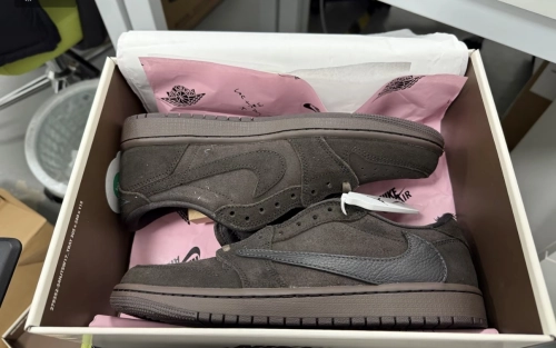 PK God Batch Travis Scott x Air Jordan 1 Low OG SP-T Velvet Brown DM7866-202 review 