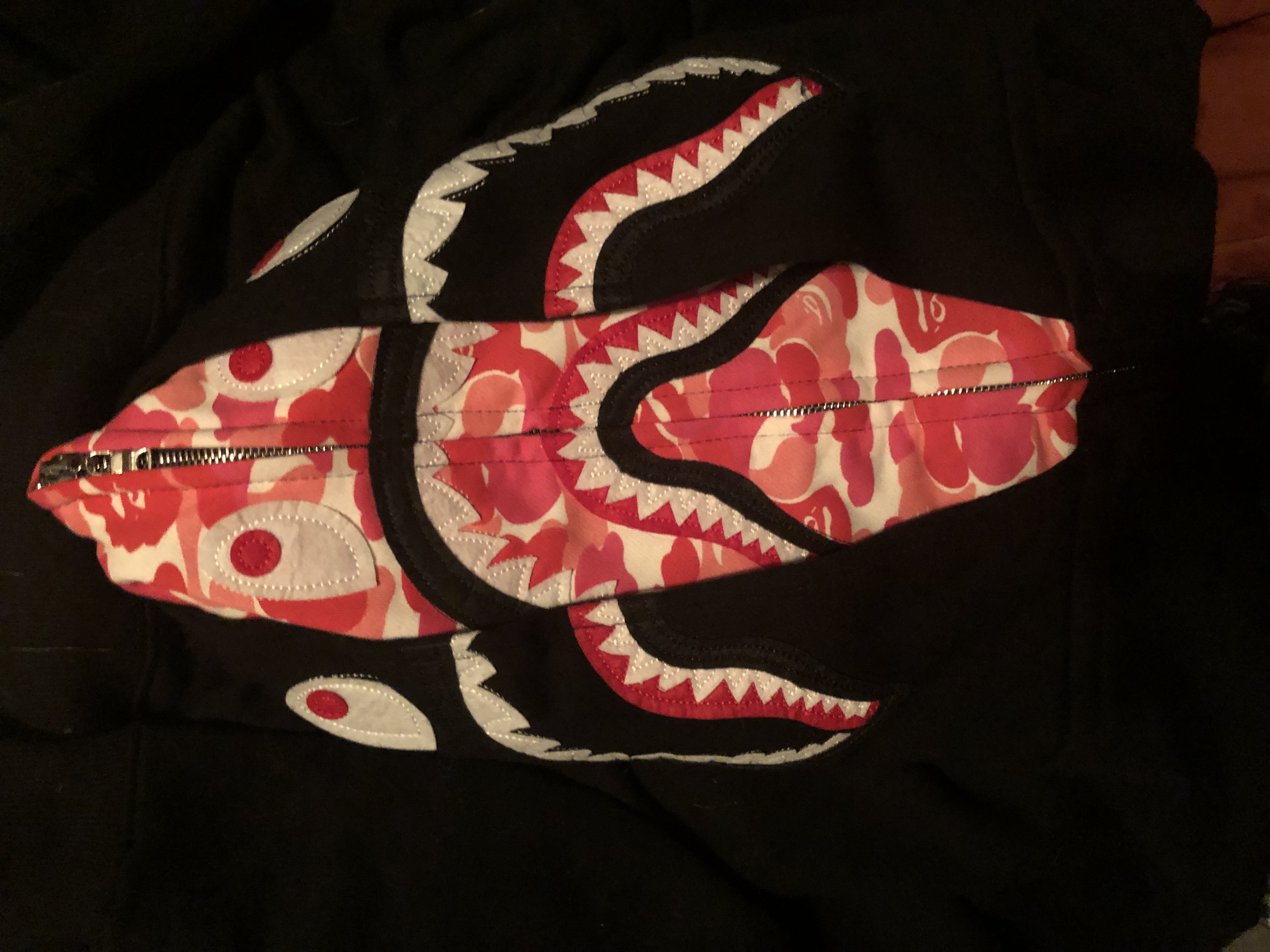 BAPE ABC Camo Shark Zip Hoodie Black Pink review Bape head 00