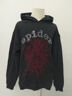Sp5der OG Rhinestone Hoodie Black 2022 YZ EG938 review Long 03