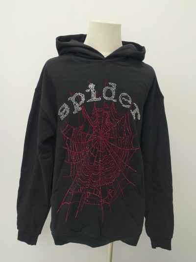 Sp5der OG Rhinestone Hoodie Black 2022 YZ EG938 review Long 02
