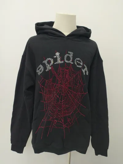 Sp5der OG Rhinestone Hoodie Black 2022 YZ EG938 review Long 02