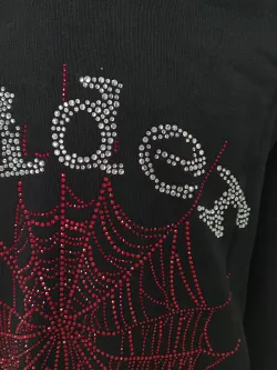 Sp5der OG Rhinestone Hoodie Black 2022 YZ EG938 review Long 04