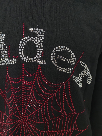 Sp5der OG Rhinestone Hoodie Black 2022 YZ EG938 review Long 03