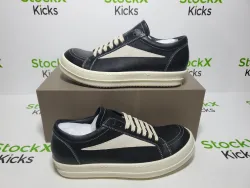 Rick Owens EDFU Vintage Sneaks Leather Black Milk White RP01C5888LPOLVS-911 review stockxkicks 01