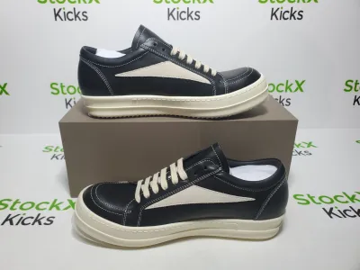 Rick Owens EDFU Vintage Sneaks Leather Black Milk White RP01C5888LPOLVS-911 review stockxkicks 01
