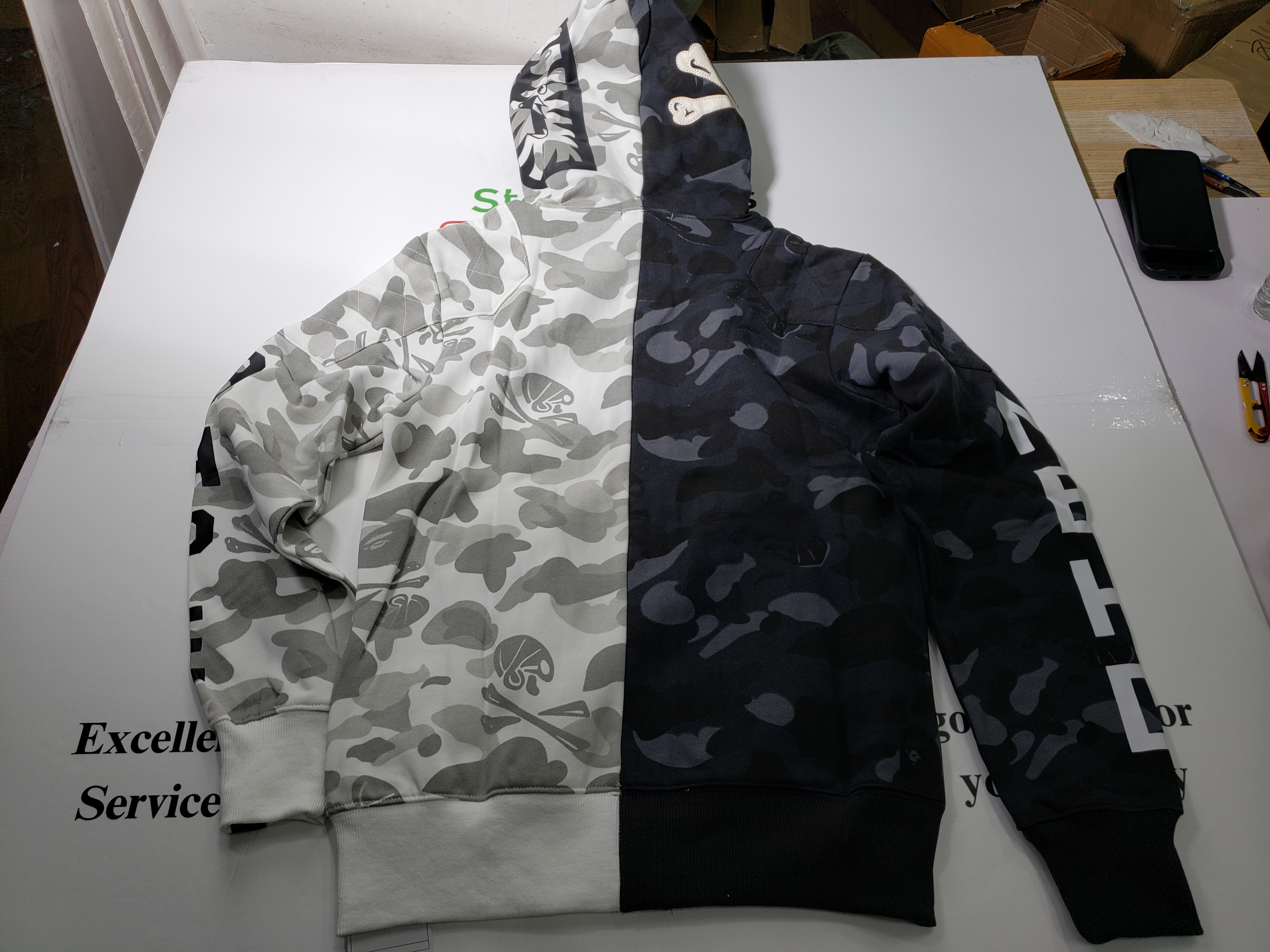 BAPE skull dark black and white color matching Hoodie review STOCKXKICKS 02
