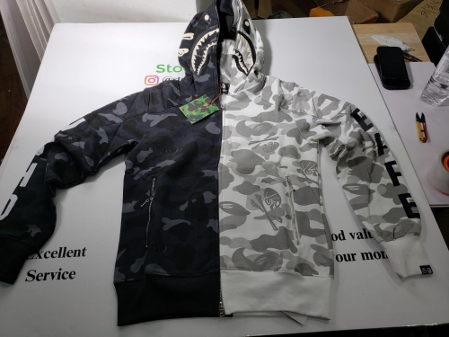 BAPE skull dark black and white color matching Hoodie review 