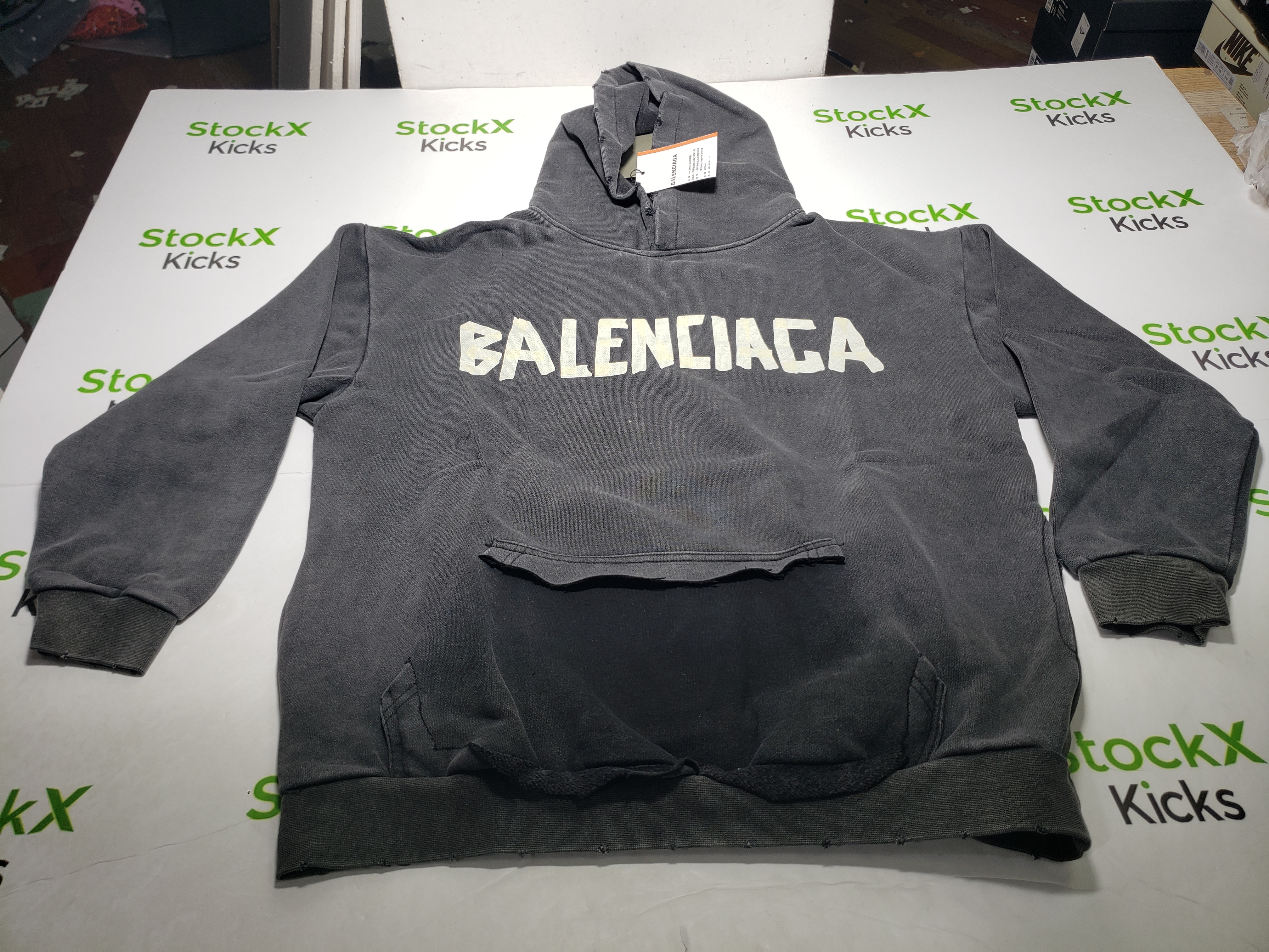 Balenciaga Tape Type Ripped Pocket Hoodie Oversized Black/Blue/Black Blue YZ 0400018953488 review Jack 00