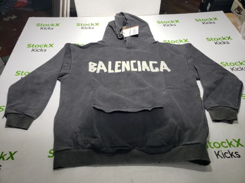 Balenciaga Tape Type Ripped Pocket Hoodie Oversized Black/Blue/Black Blue YZ 0400018953488 review 