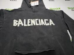 Balenciaga Tape Type Ripped Pocket Hoodie Oversized Black/Blue/Black Blue YZ 0400018953488 review Jack 03