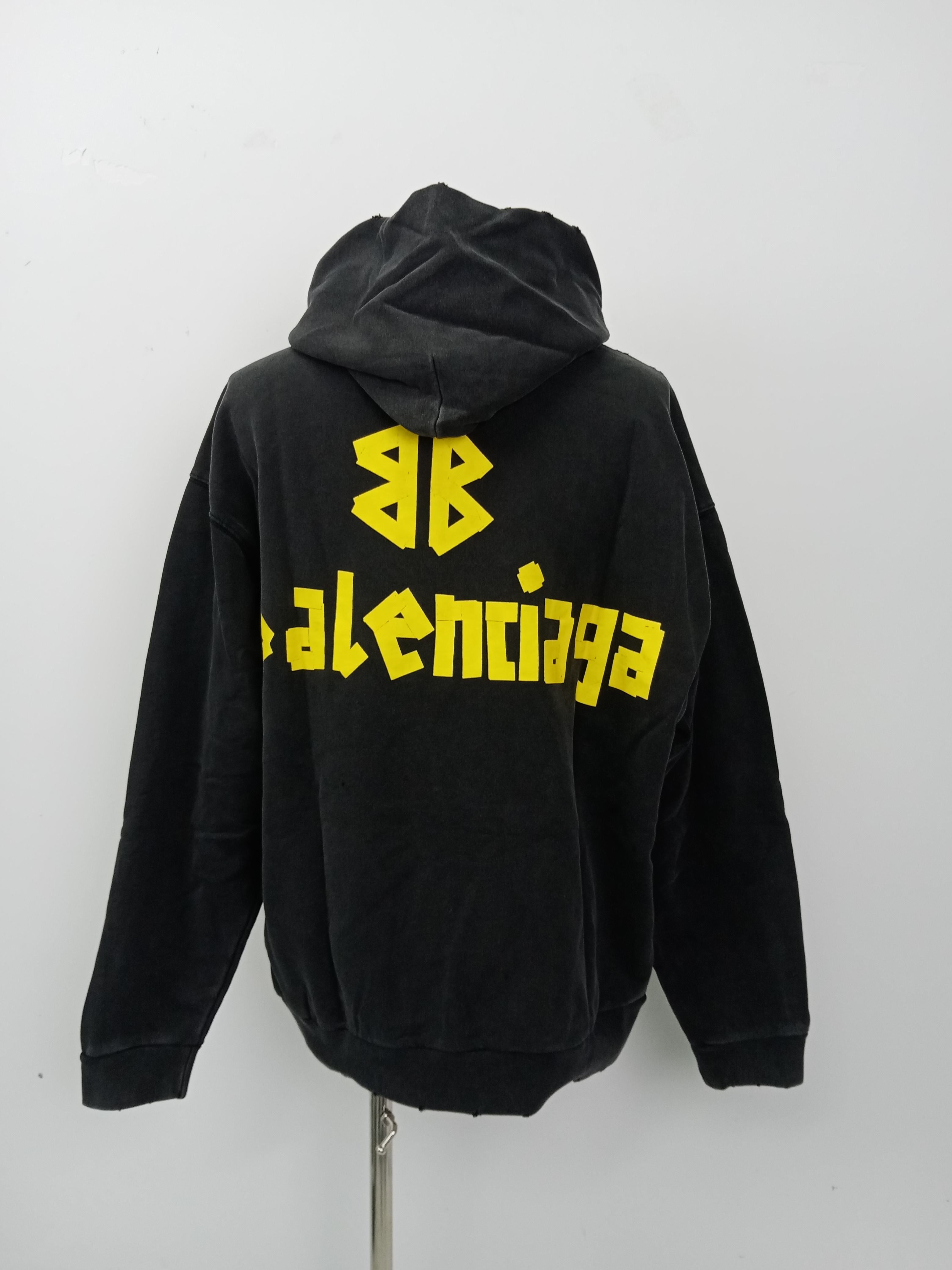 Balenciaga Tape Type Ripped Pocket Hoodie Oversized Black/Blue/Black Blue YZ 0400018953488 review EL 00