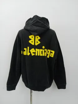 Balenciaga Tape Type Ripped Pocket Hoodie Oversized Black/Blue/Black Blue YZ 0400018953488 review EL 01