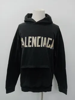 Balenciaga Tape Type Ripped Pocket Hoodie Oversized Black/Blue/Black Blue YZ 0400018953488 review EL 02
