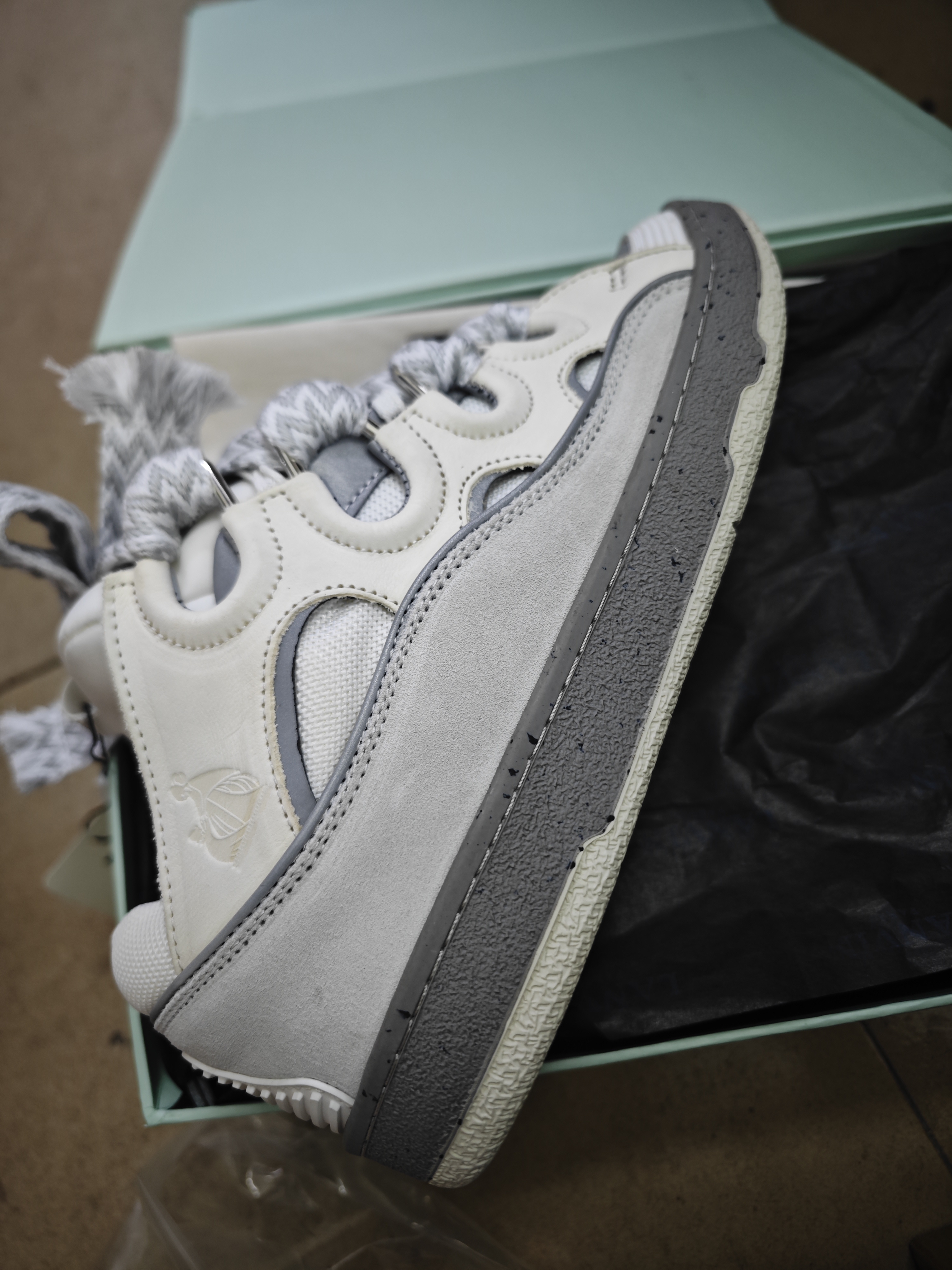 Lanvin Curb Sneaker White Grey Pale FW SKDK02 DOTS P23 review Idop 03