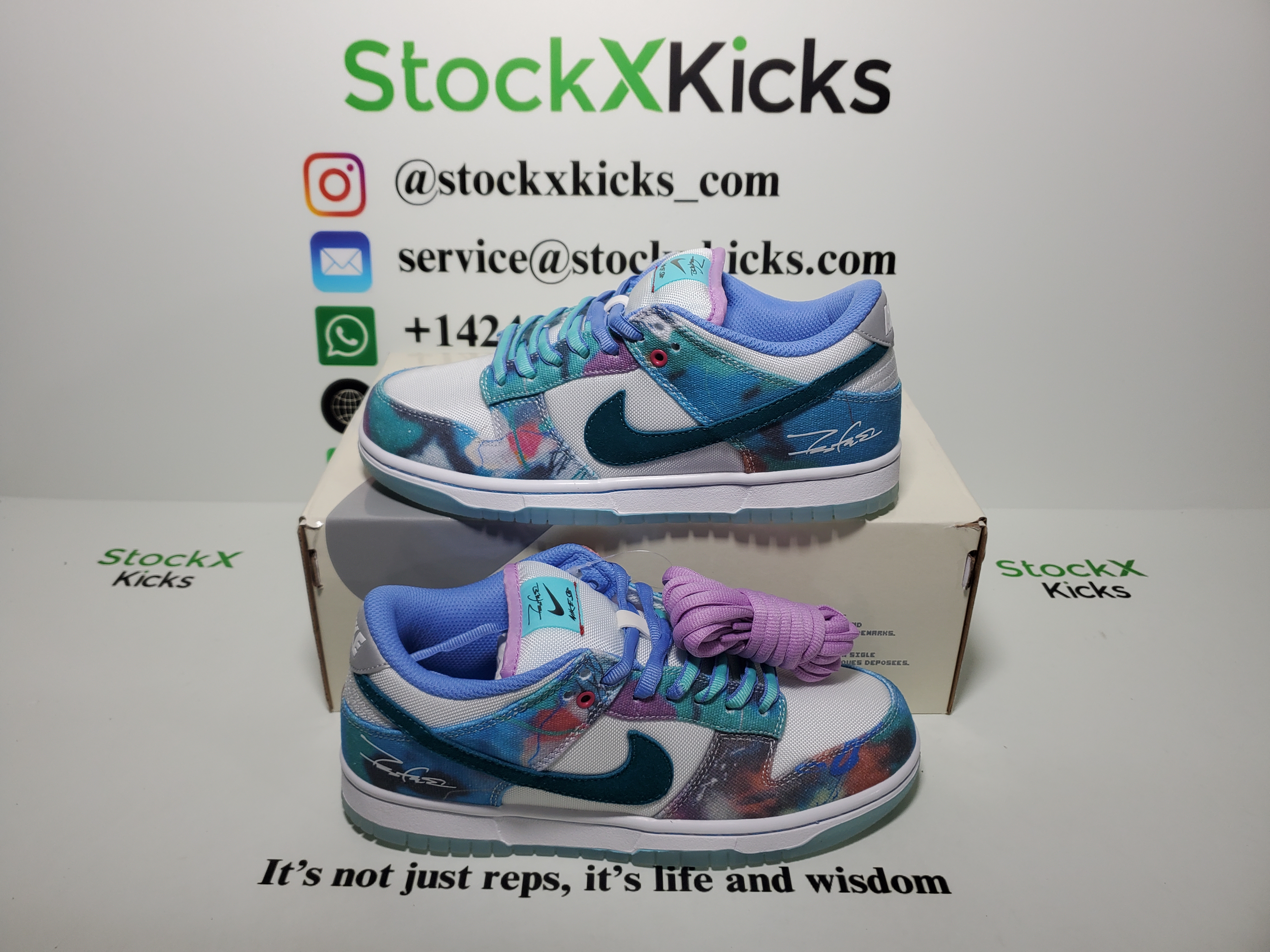 PK God Batch Nike SB Dunk LowFutura Laboratories Bleached Aqua HF6061-400 review stockxkicks 03