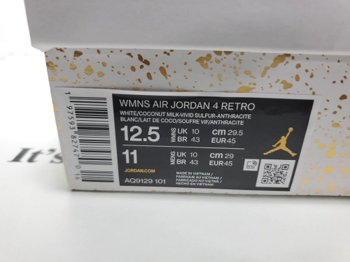 PK God Batch Air Jordan 4 Retro Vivid Sulfur AQ9129-101 review 