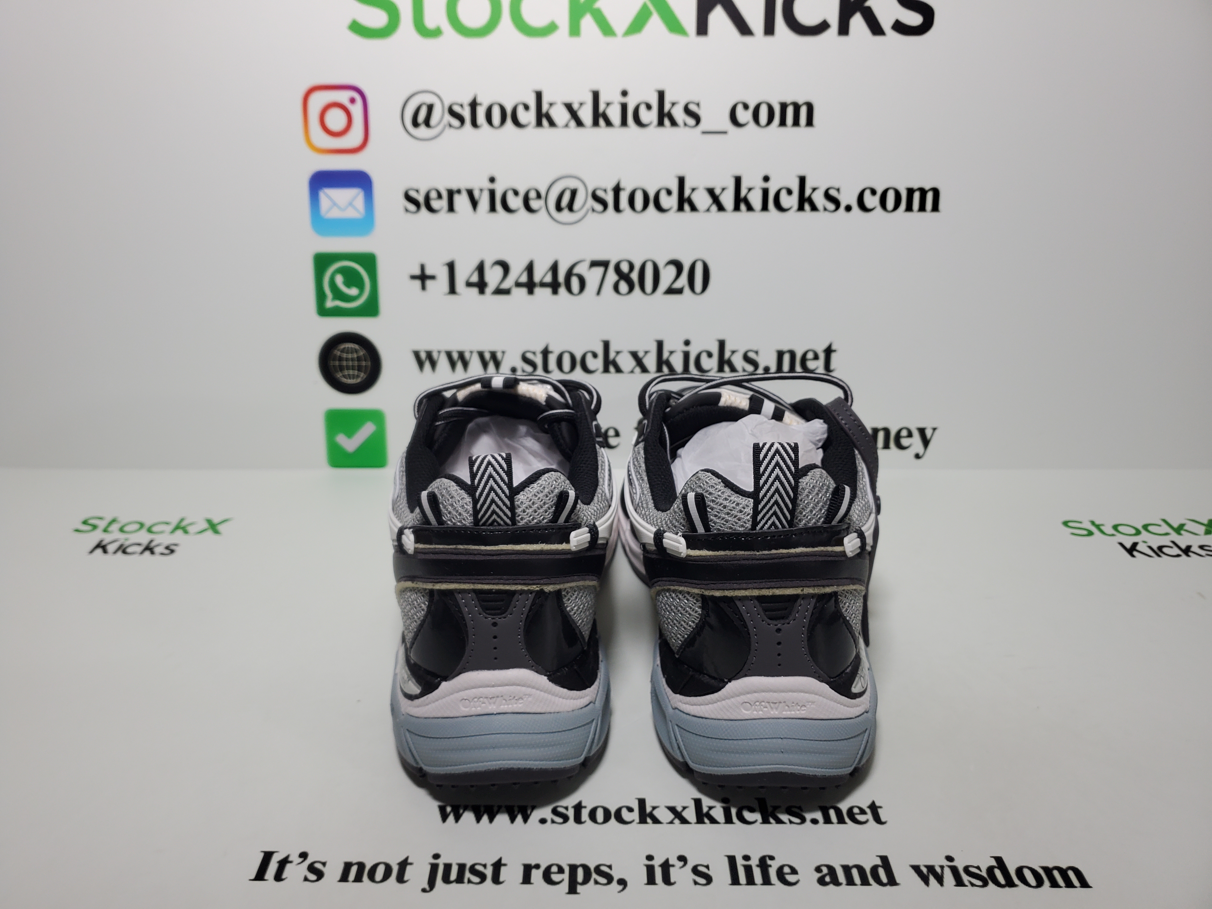 Off White Be Right Back Sneakers Blue Silver white OIIA295F24 FAB00 10001 review stockxkicks 01