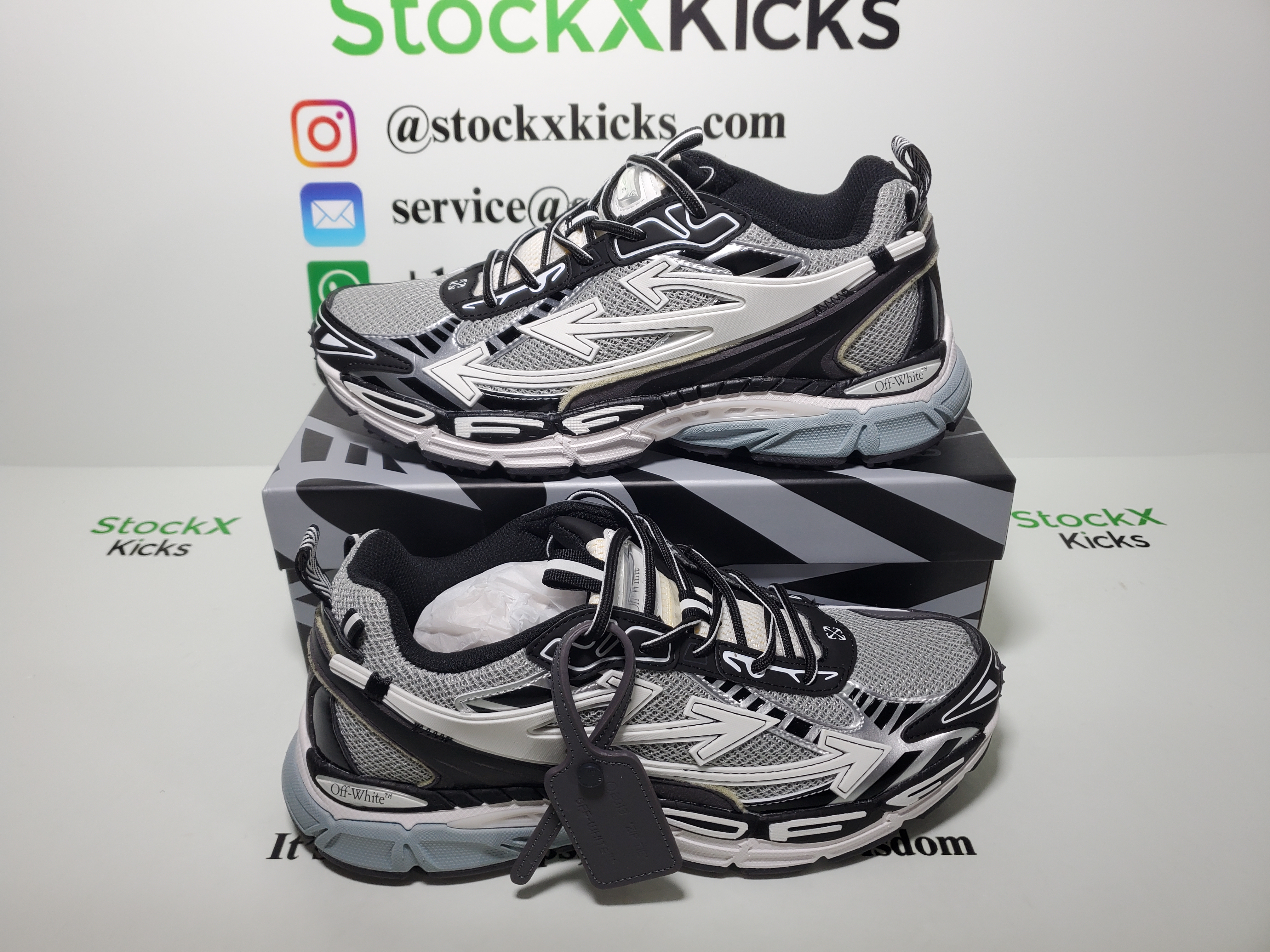 Off White Be Right Back Sneakers Blue Silver white OIIA295F24 FAB00 10001 review stockxkicks 03