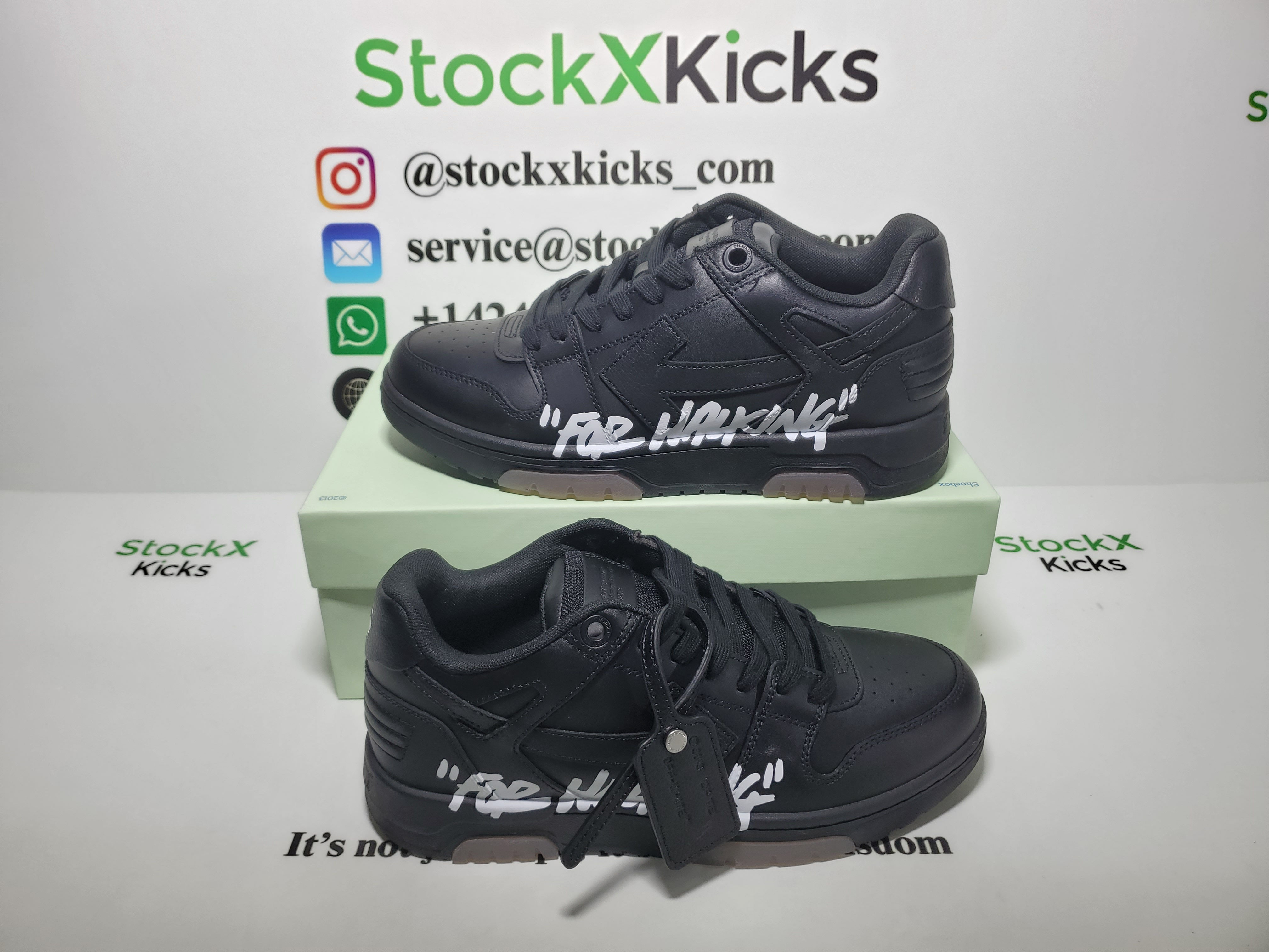 PK God Batch OFF-WHITE Out Of Office OOO "For Walking" Low Tops Black White OMIA18 9S21LEA00 41001 review stockxkicks 03