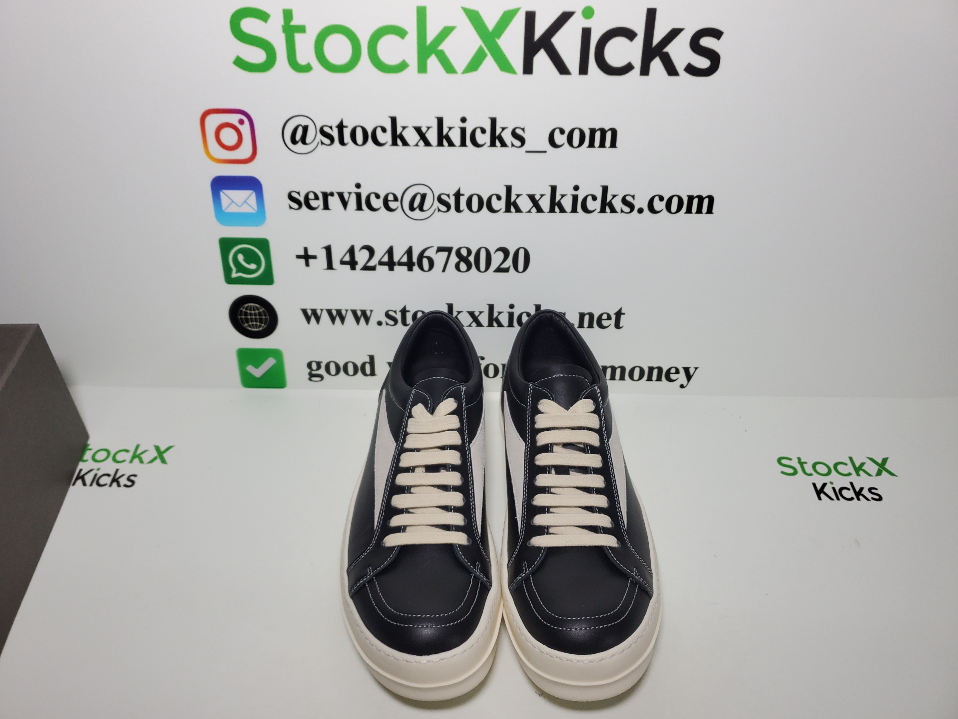Rick Owens EDFU Vintage Sneaks Leather Black Milk White RP01C5888LPOLVS-911 review stockxkicks 05