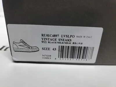 Rick Owens EDFU Vintage Sneaks Leather Black Milk White RP01C5888LPOLVS-911 review stockxkicks  00