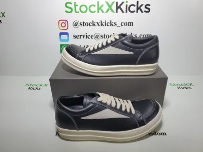 Rick Owens EDFU Vintage Sneaks Leather Black Milk White RP01C5888LPOLVS-911 review stockxkicks  03