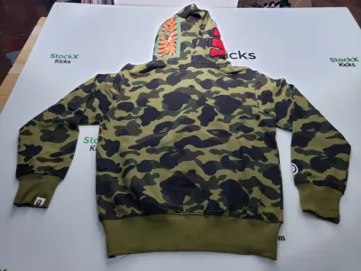 BAPE Cloro Camo Shark Full Zip Hoodie Green FW18 review stockxkicks.org 04