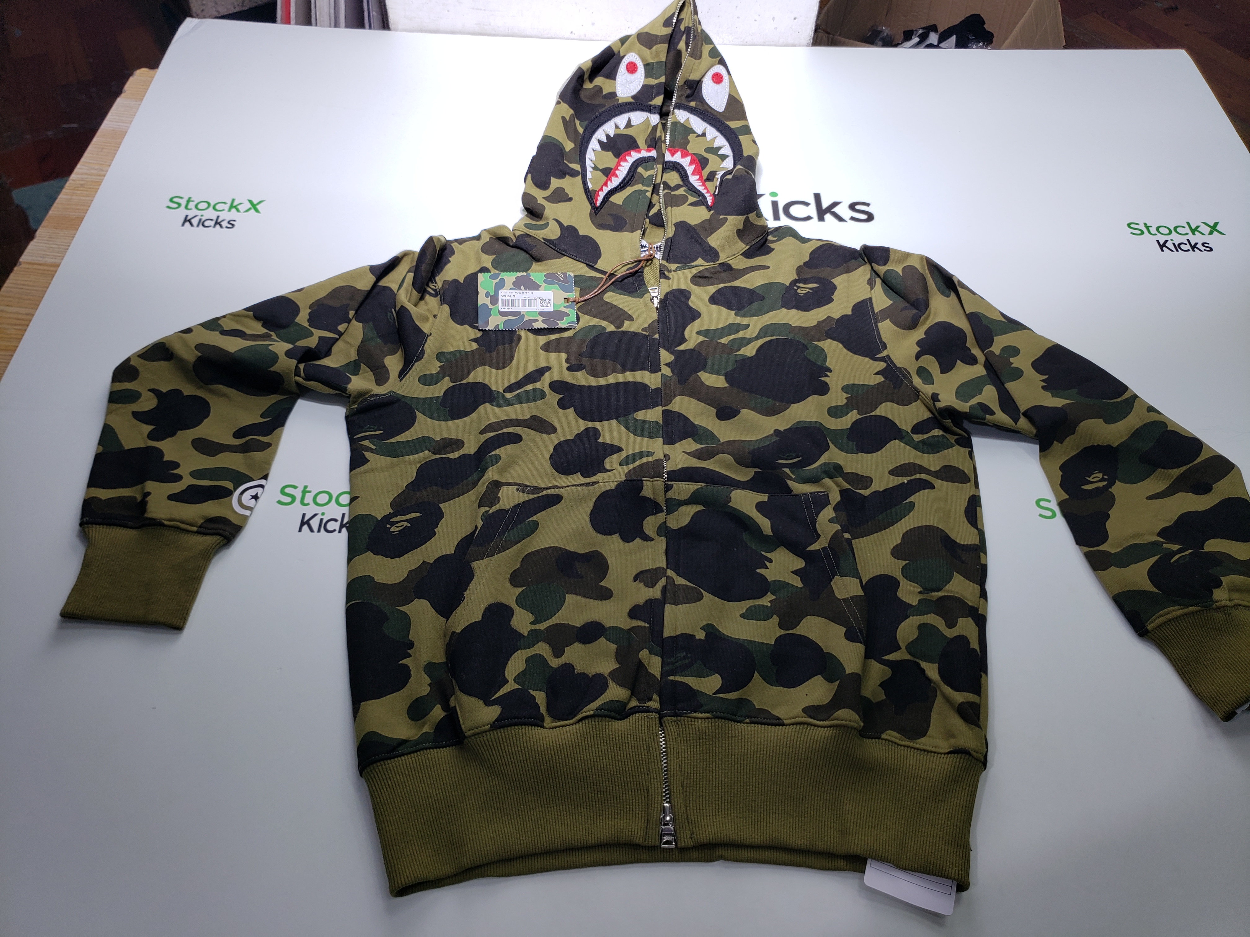 BAPE Cloro Camo Shark Full Zip Hoodie Green FW18 review stockxkicks.org 01
