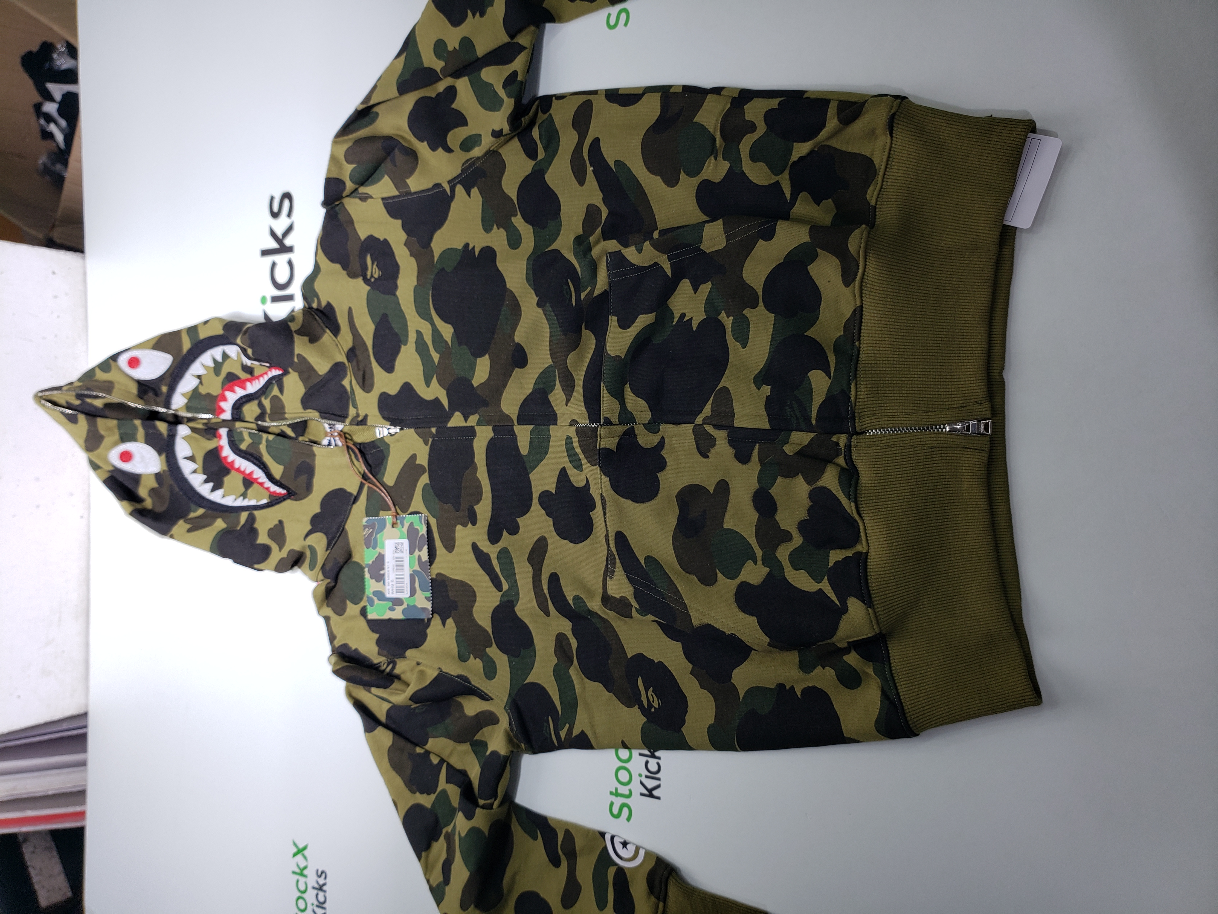 BAPE Cloro Camo Shark Full Zip Hoodie Green FW18 review stockxkicks.org 00