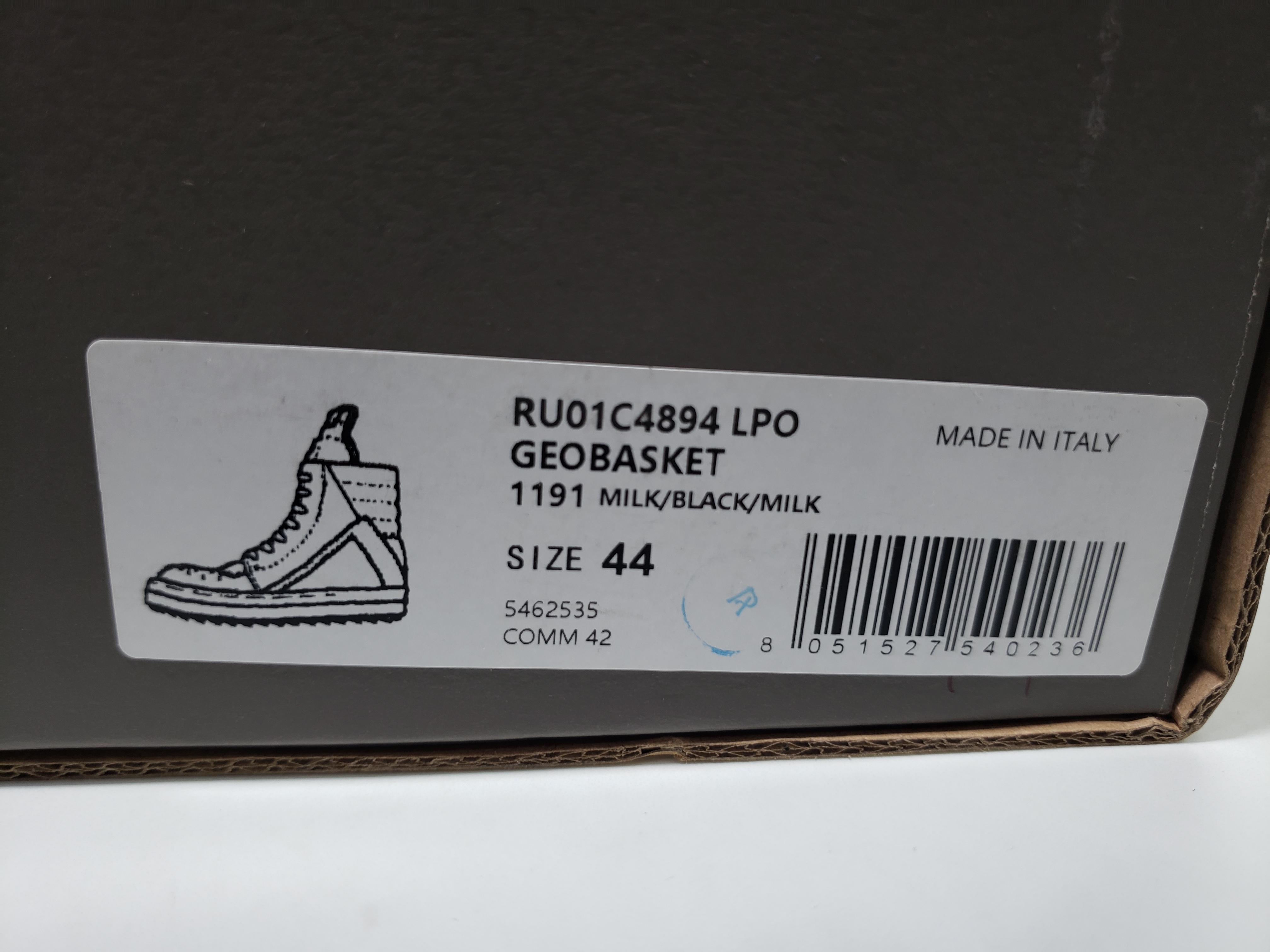 Rick Owens Baby Off-White & Black Geobasket Sneakers WHITE review stockxkicks.org 00