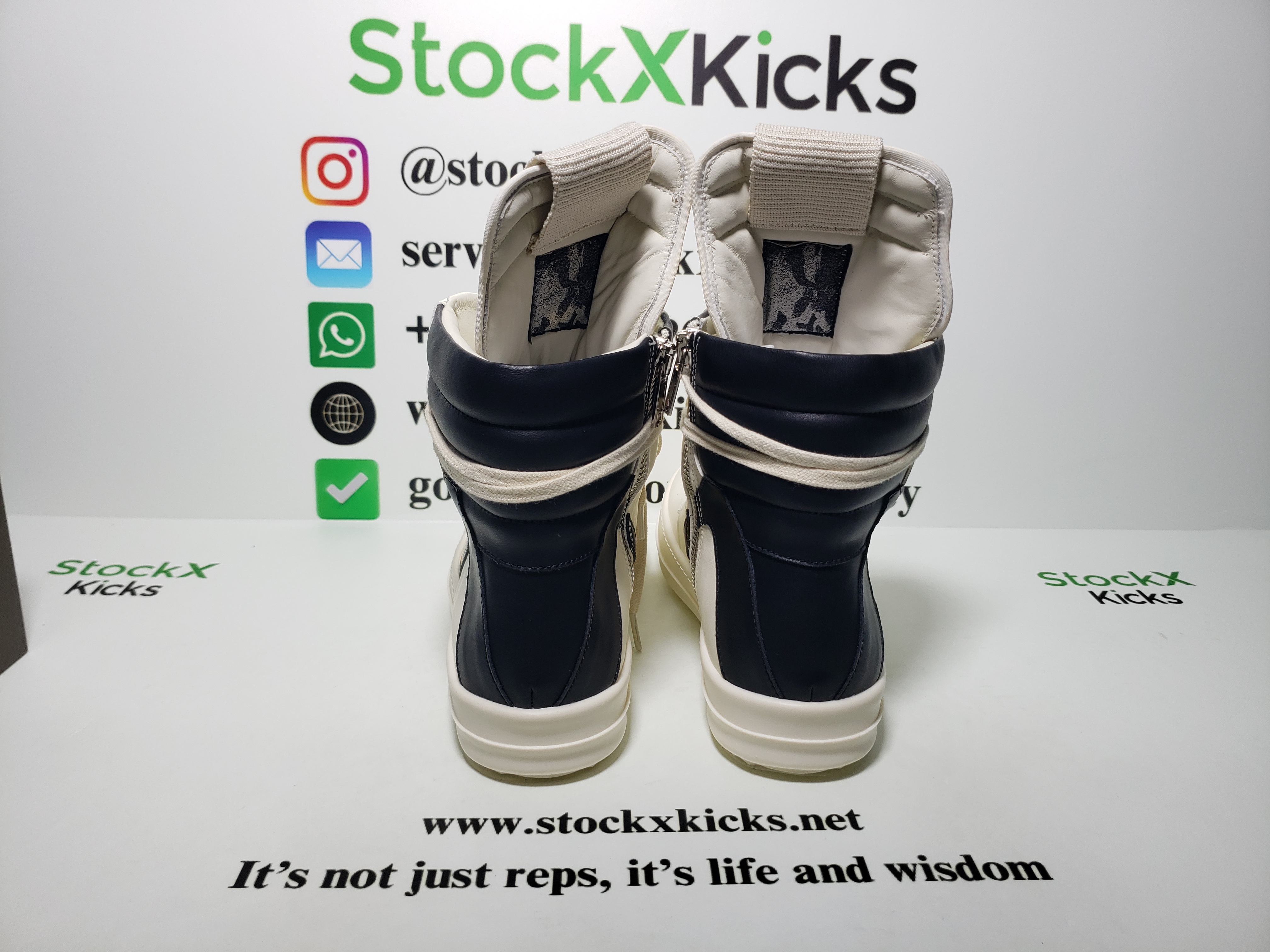 Rick Owens Baby Off-White & Black Geobasket Sneakers WHITE review stockxkicks.org 01