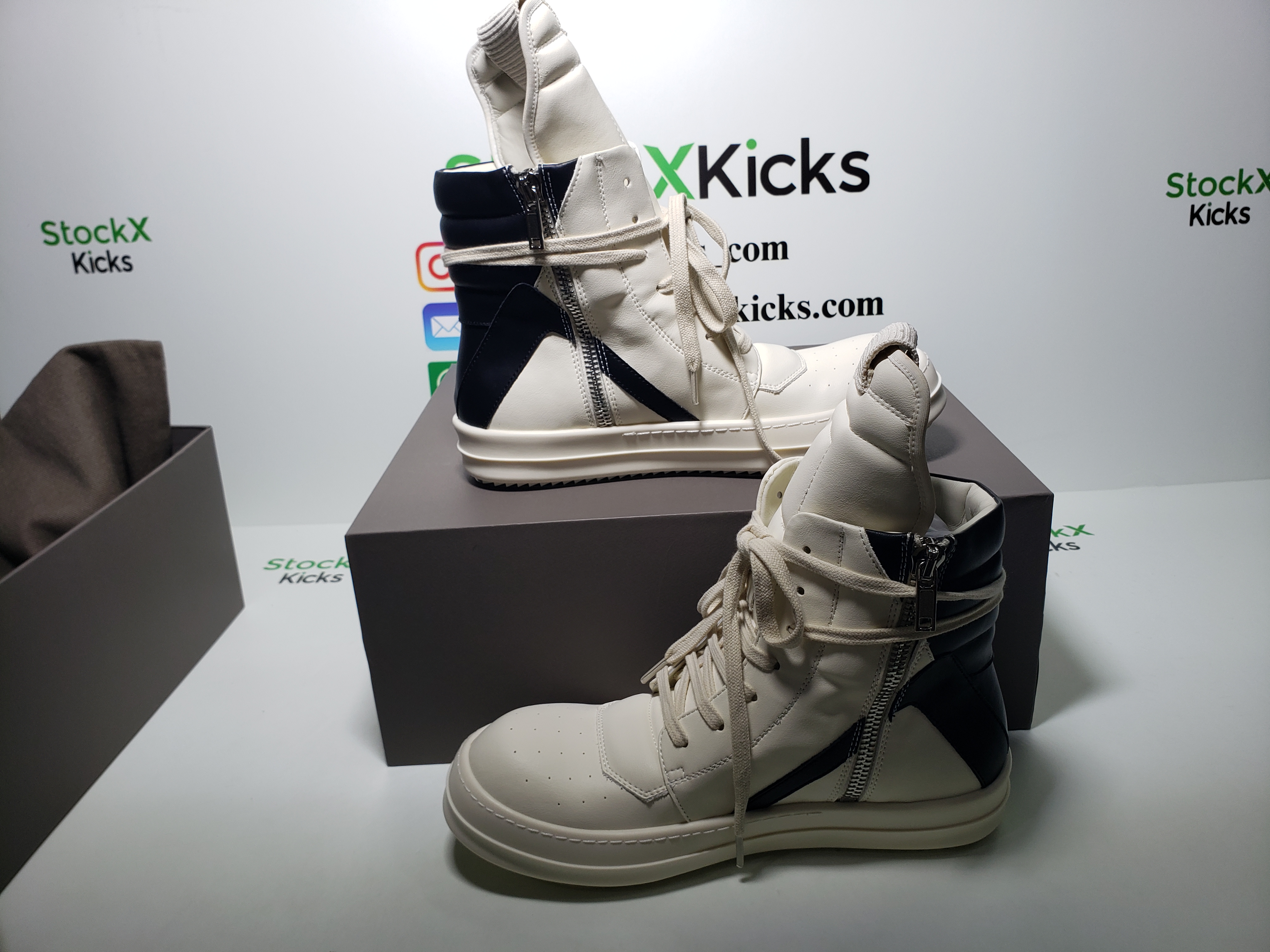 Rick Owens Baby Off-White & Black Geobasket Sneakers WHITE review stockxkicks.org 04