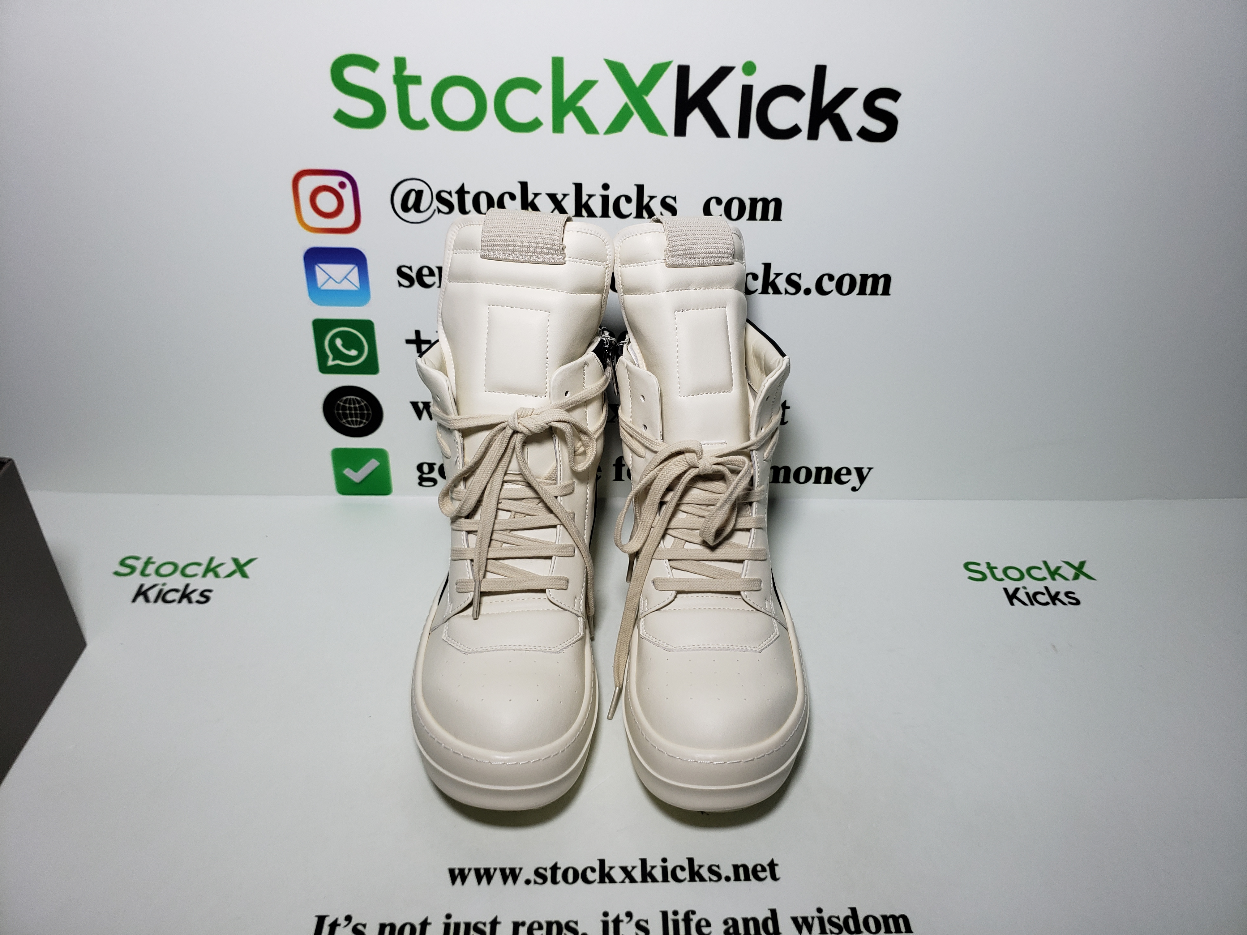 Rick Owens Baby Off-White & Black Geobasket Sneakers WHITE review stockxkicks.org 05