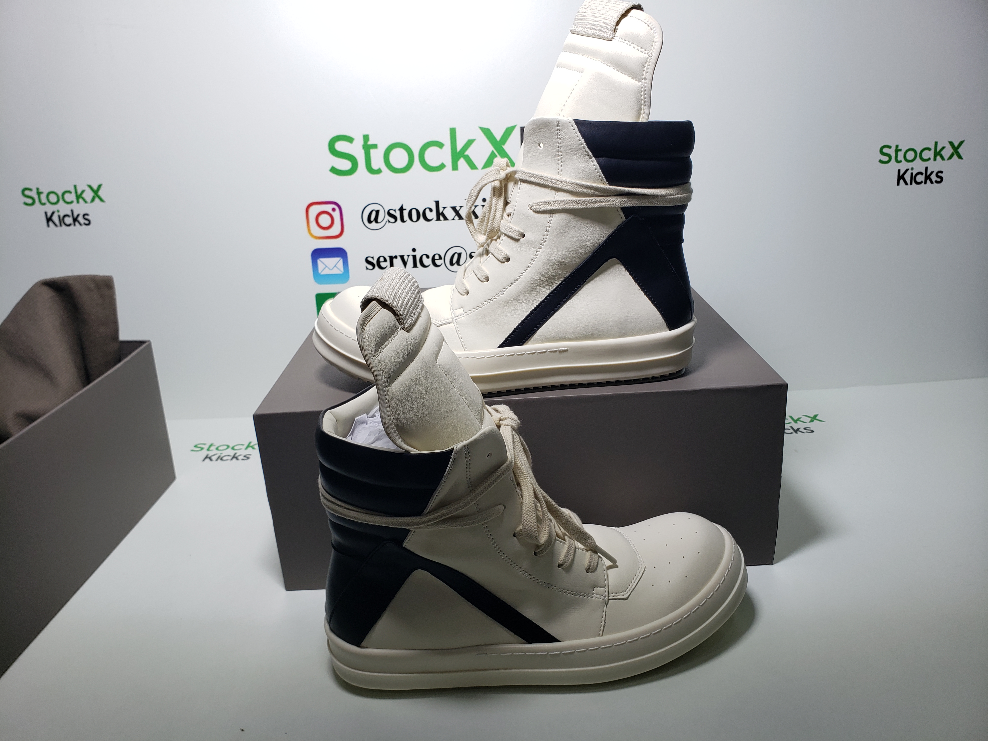 Rick Owens Baby Off-White & Black Geobasket Sneakers WHITE review stockxkicks.org 03