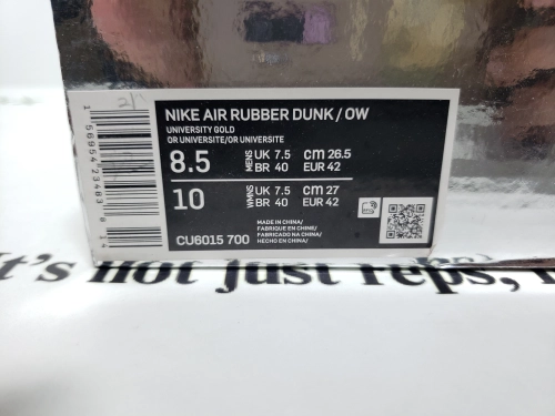 LJR Batch Nike Air Rubber Dunk Off-White University Gold CU6015-700 review 