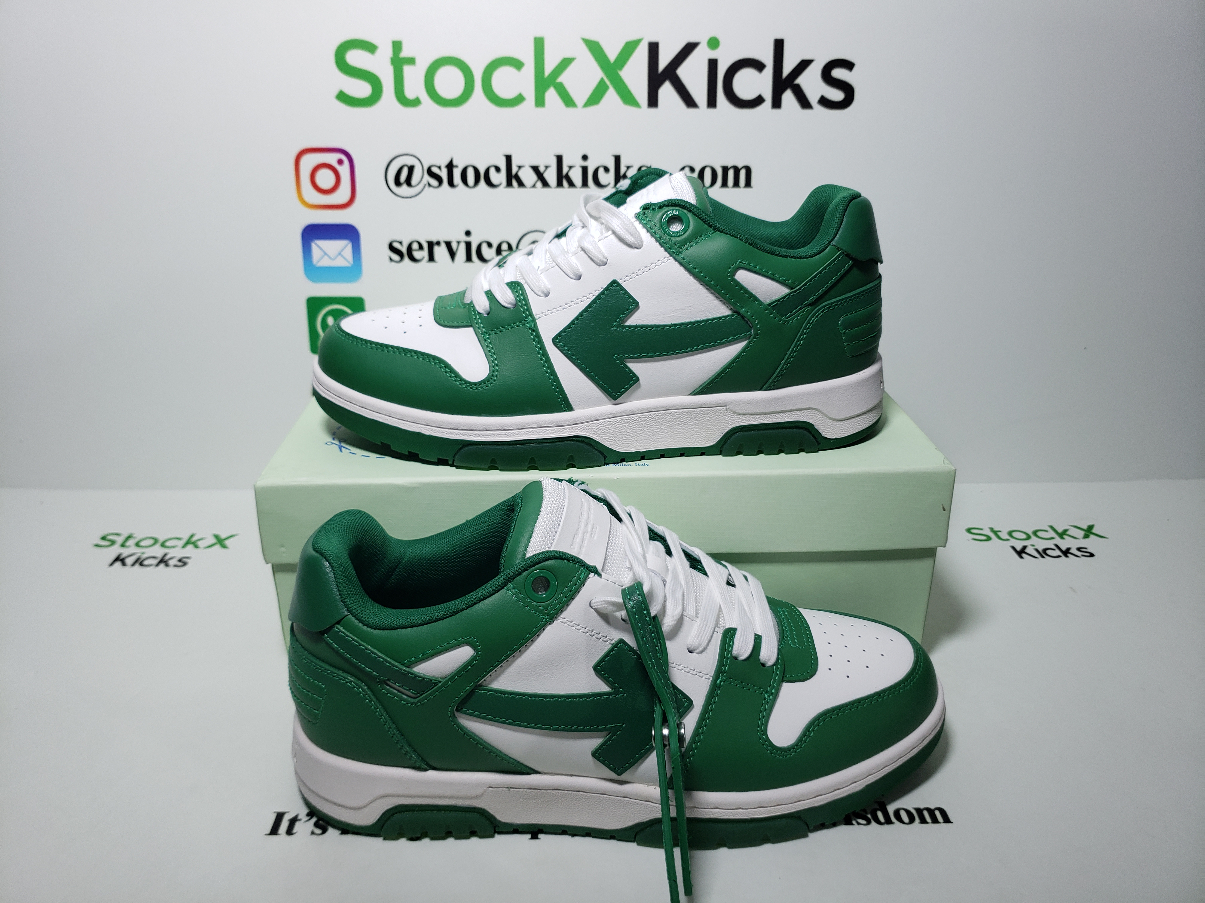 PK God Batch OFF-WHITE Out Of Office OOO Low Tops White Green OMIA189C99LEA0010155 review stockxkicks 03