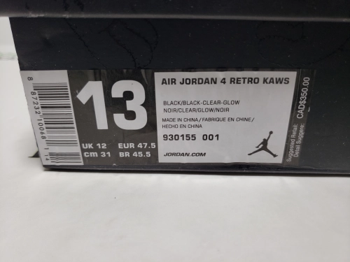 PK God Batch Air Jordan 4 Retro Kaws Black 930155-001 review 