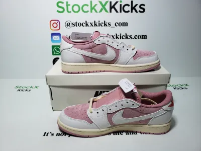 PK God Batch Air Jordan 1 Low Travis Scott White Pink DM7866-600 review Stockxkicks.org 04