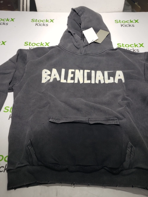 Balenciaga Tape Type Ripped Pocket Hoodie Oversized Black/Blue/Black Blue YZ 0400018953488 review 