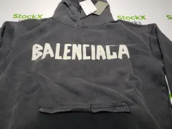 Balenciaga Tape Type Ripped Pocket Hoodie Oversized Black/Blue/Black Blue YZ 0400018953488 review Stockxkicks VIP 03