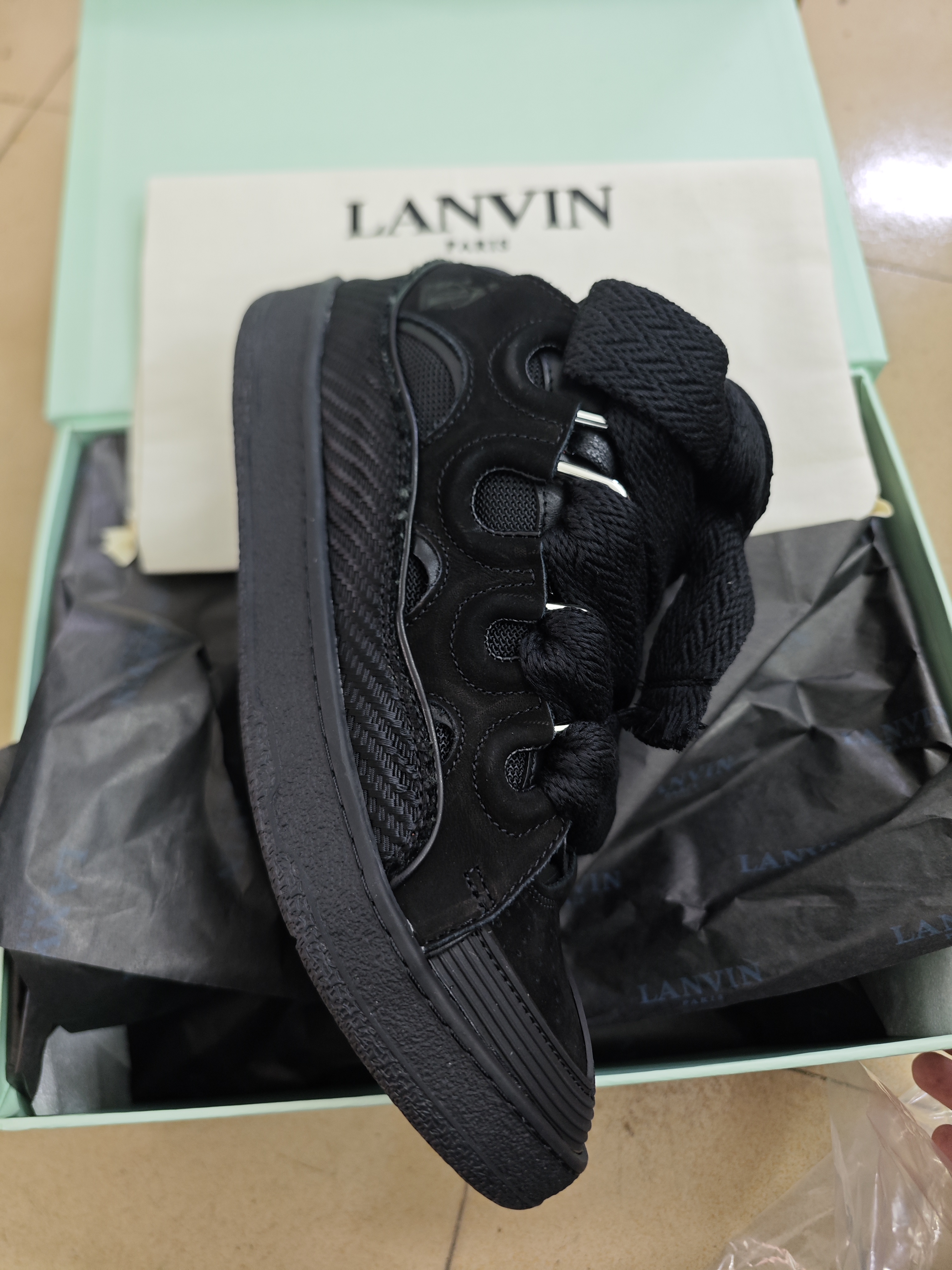 【Top PK God Batch】Lanvin Curb Sneaker Black review Oops 00